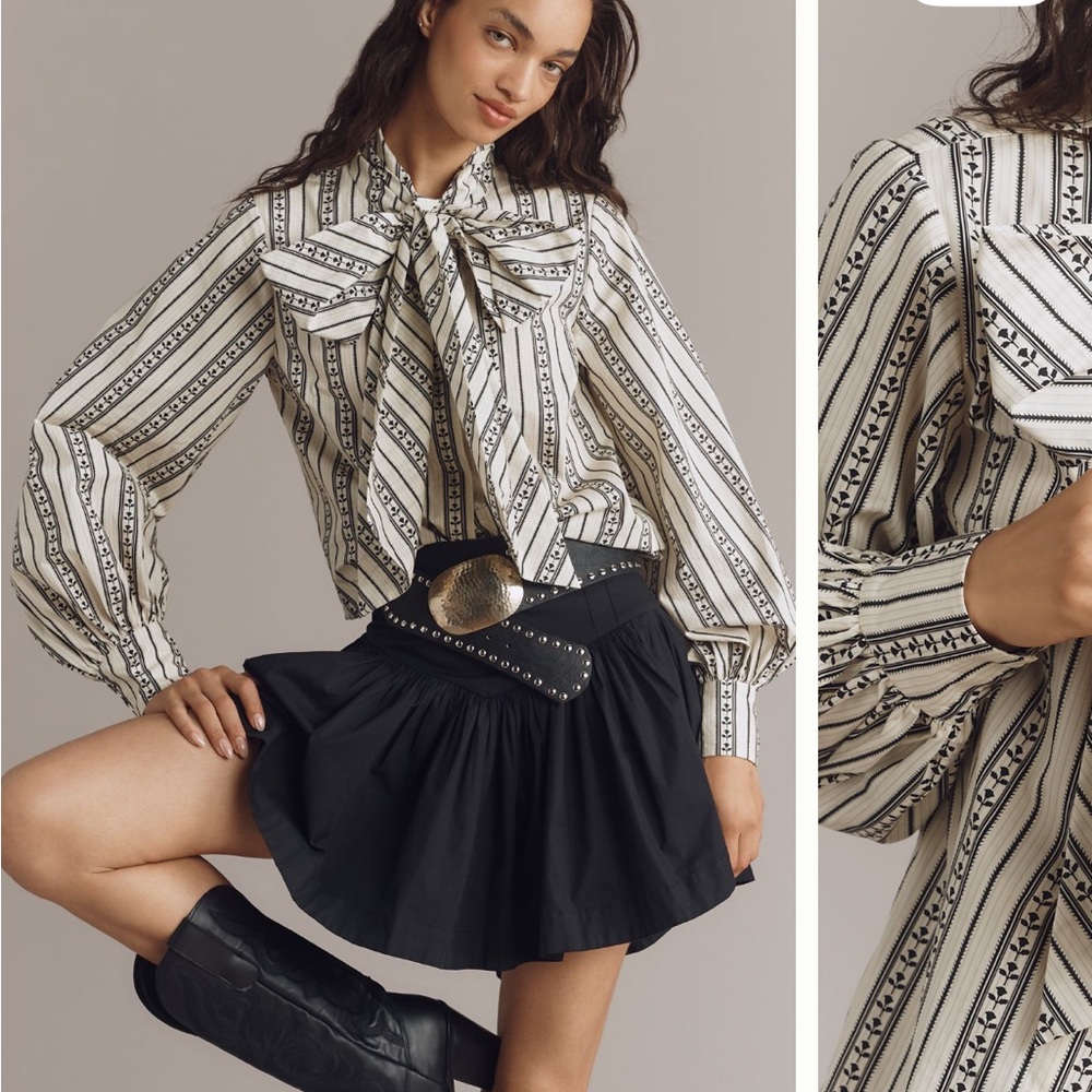 Tracy Reese Black and White Geometric Blouse - Picture 2 of 6